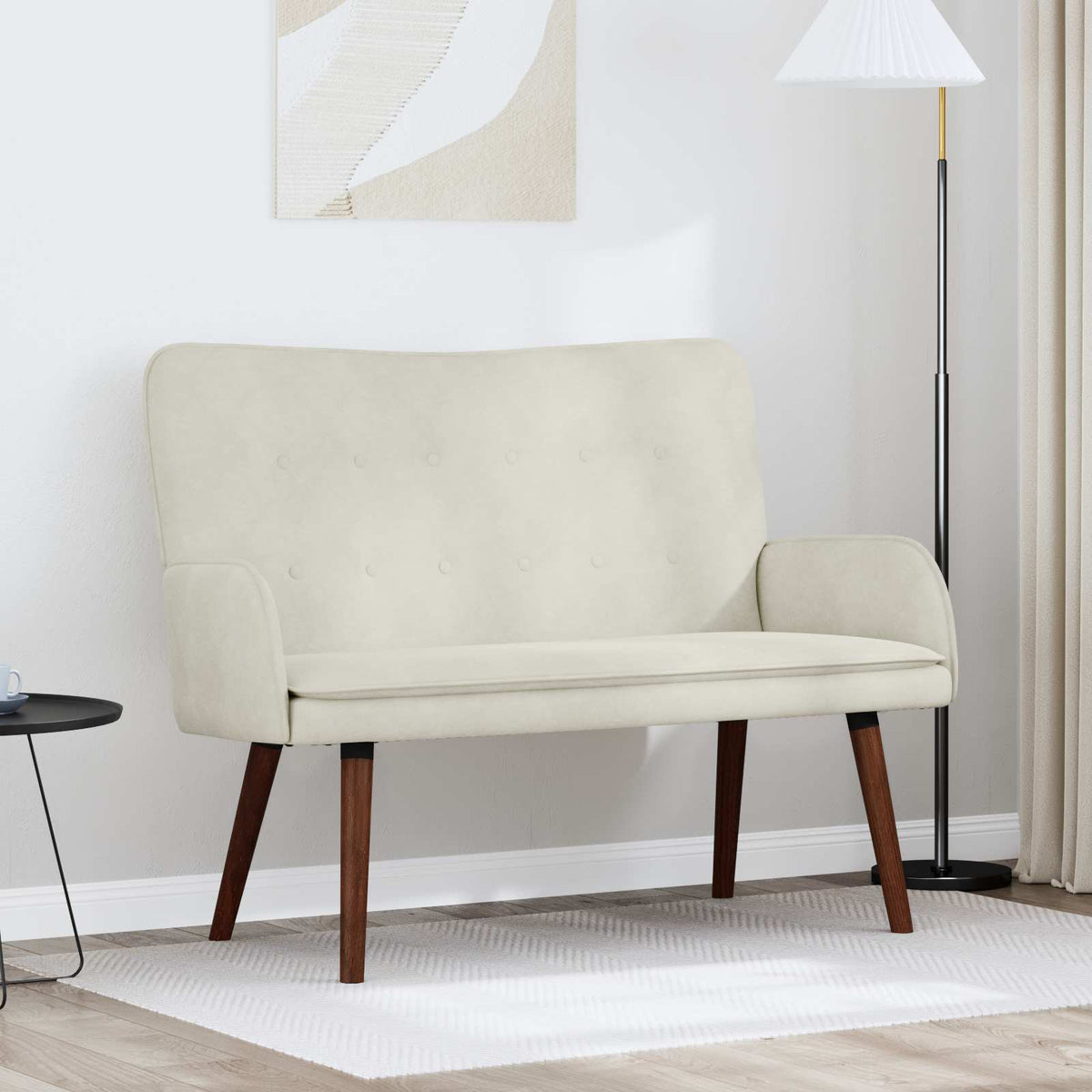 Twee Persoons Sofa Crème 115 x 61 x 87 cm Fluweel is nu te koop bij PeponiXL, paradijselijk wonen!