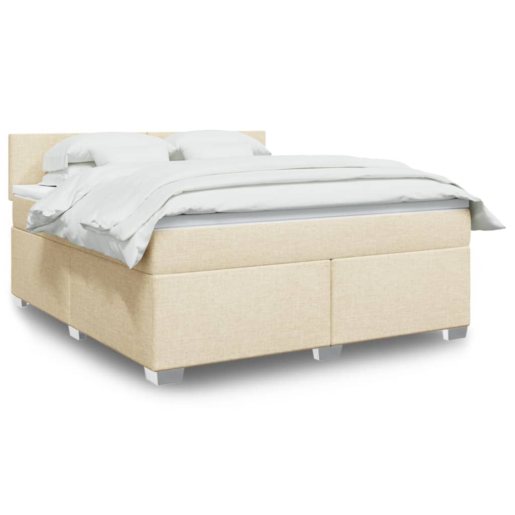 Boxspring met matras stof crèmekleurig 180x200 cm is nu te koop bij PeponiXL, paradijselijk wonen!