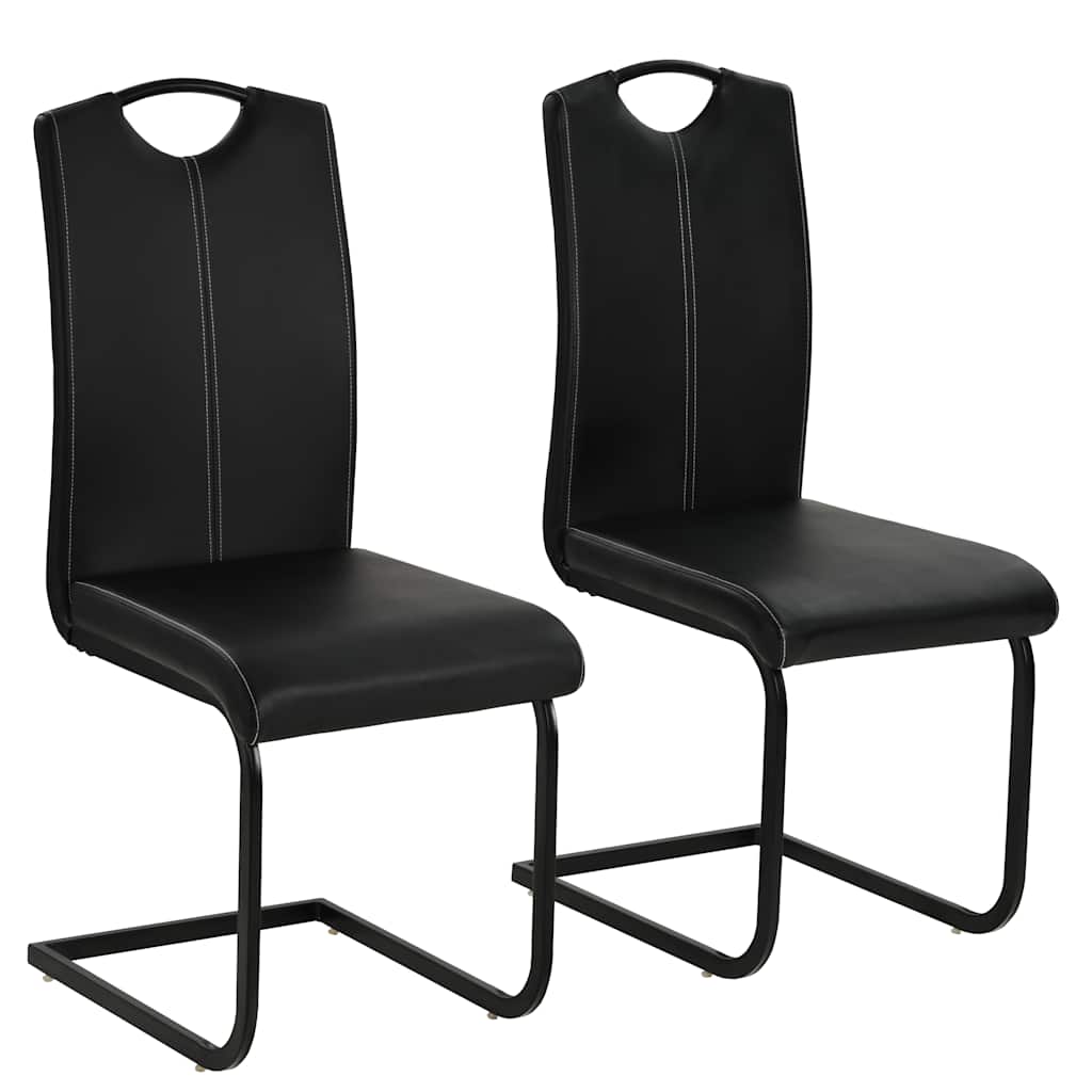 Eetkamerstoelen 2 st kunstleer zwart is nu te koop bij PeponiXL, paradijselijk wonen!