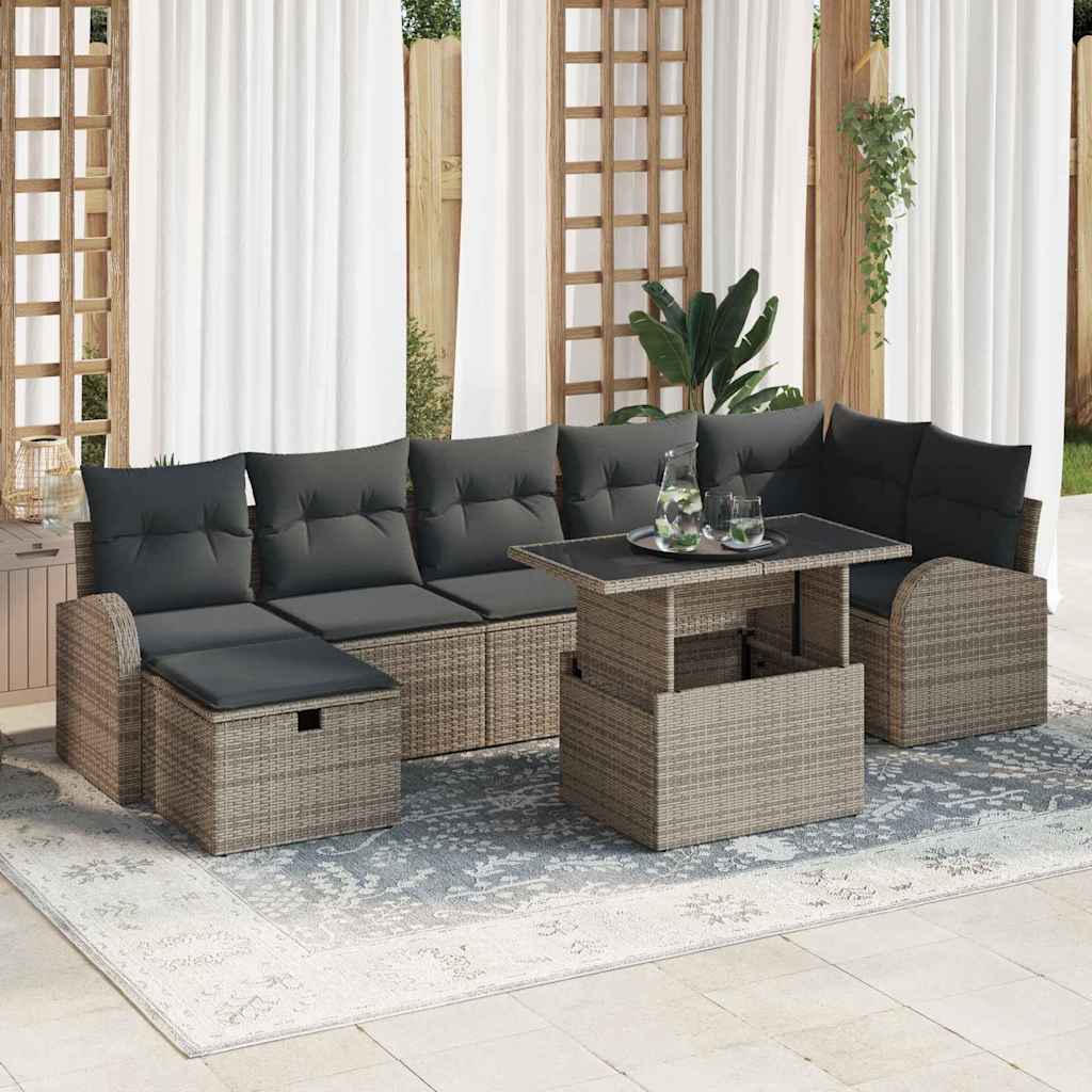 Tuin Sofa Set 8 st Grijs poly rattan is nu te koop bij PeponiXL, paradijselijk wonen!