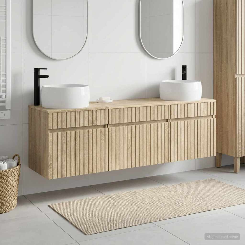 Badkamerkastenset 3 st Sonoma Eiken 49 x 44,5 x 66 cm is nu te koop bij PeponiXL, paradijselijk wonen!
