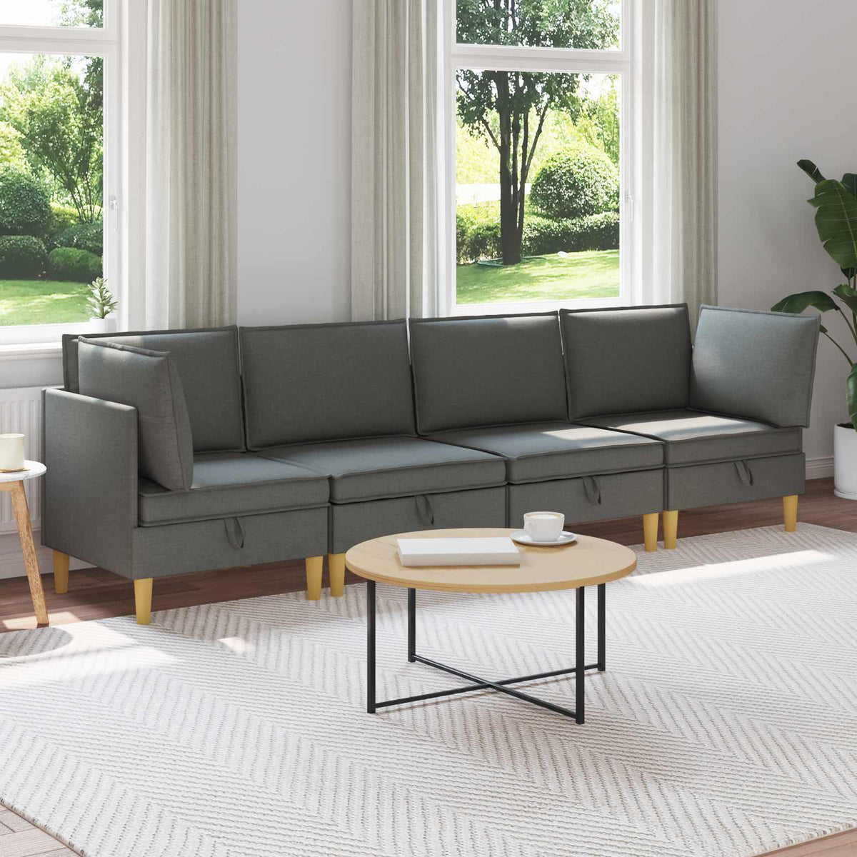 Woonkamer Meubelset met kussen 4 pcs Donkergrijs Stof is nu te koop bij PeponiXL, paradijselijk wonen!