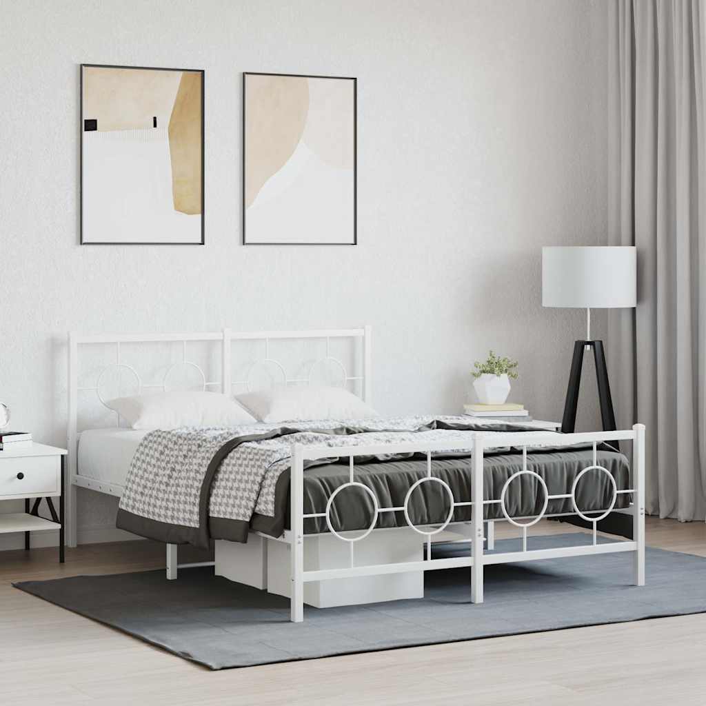 Bedframe met hoofd- en voeteneinde metaal wit 140x200 cm is nu te koop bij PeponiXL, paradijselijk wonen!