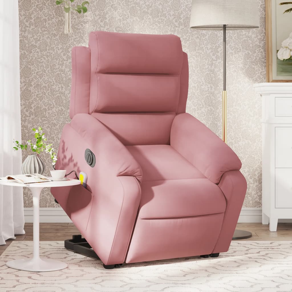 Sta-op-massagestoel elektrisch verstelbaar fluweel roze is nu te koop bij PeponiXL, paradijselijk wonen!