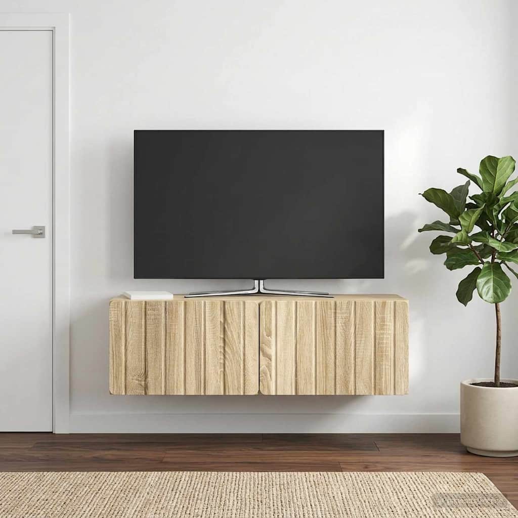 Wandbeugel TV-kast Sonoma Eiken 98 x 31 x 30 cm Bewerkt hout is nu te koop bij PeponiXL, paradijselijk wonen!