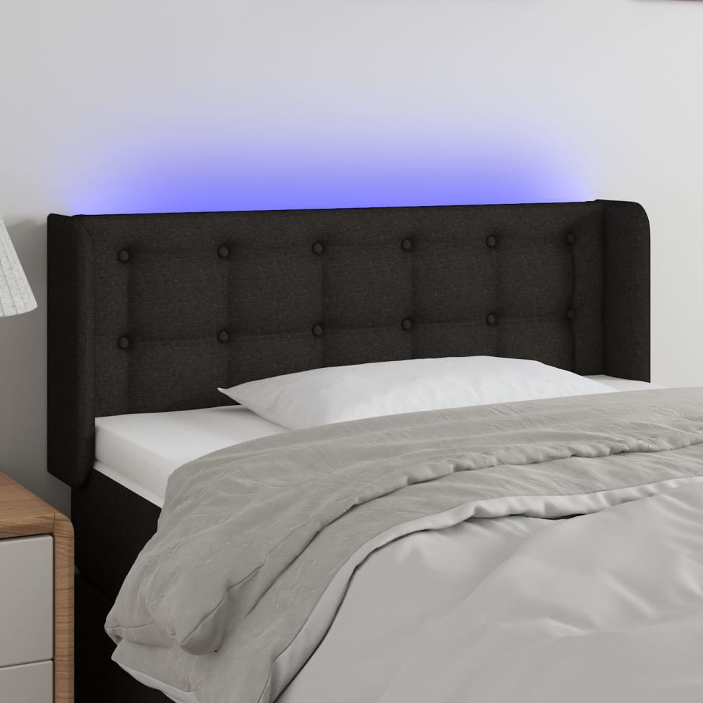 Hoofdbord LED 103x16x78/88 cm stof zwart is nu te koop bij PeponiXL, paradijselijk wonen!