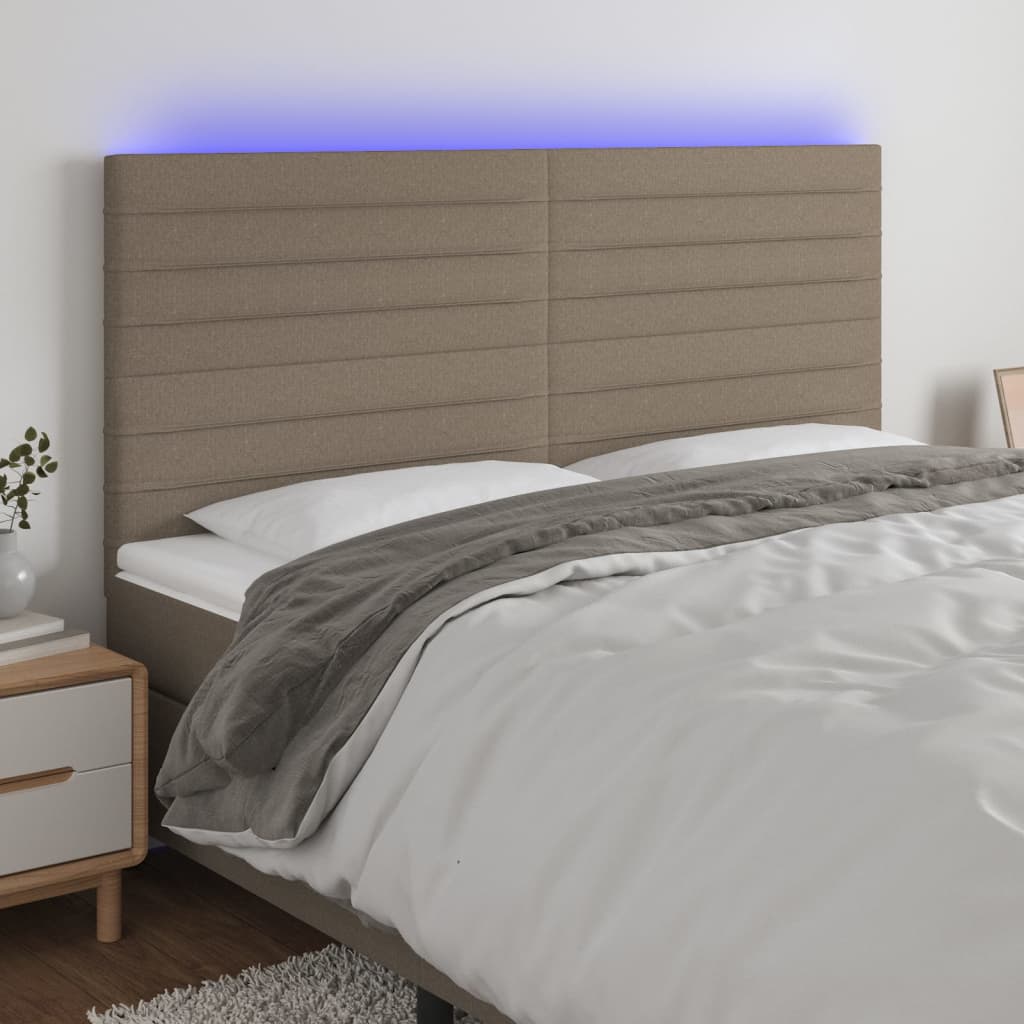Hoofdbord LED 200x5x118/128 cm stof taupe is nu te koop bij PeponiXL, paradijselijk wonen!