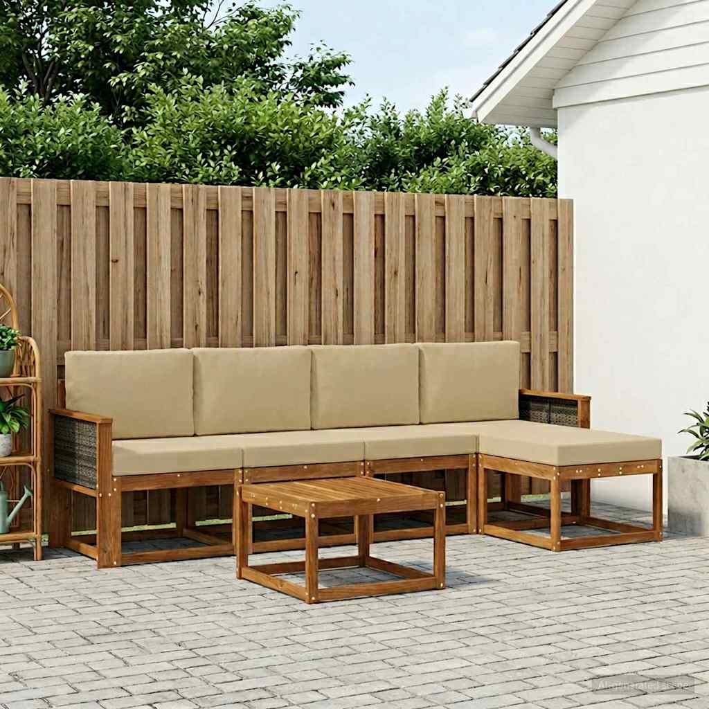 Buiten bankenset met kussen 6 pcs Natuurlijk en Beige Polyester is nu te koop bij PeponiXL, paradijselijk wonen!