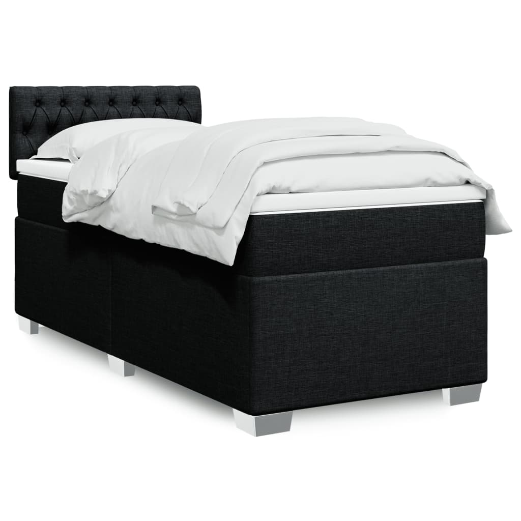 Boxspring met matras stof zwart 80x200 cm is nu te koop bij PeponiXL, paradijselijk wonen!