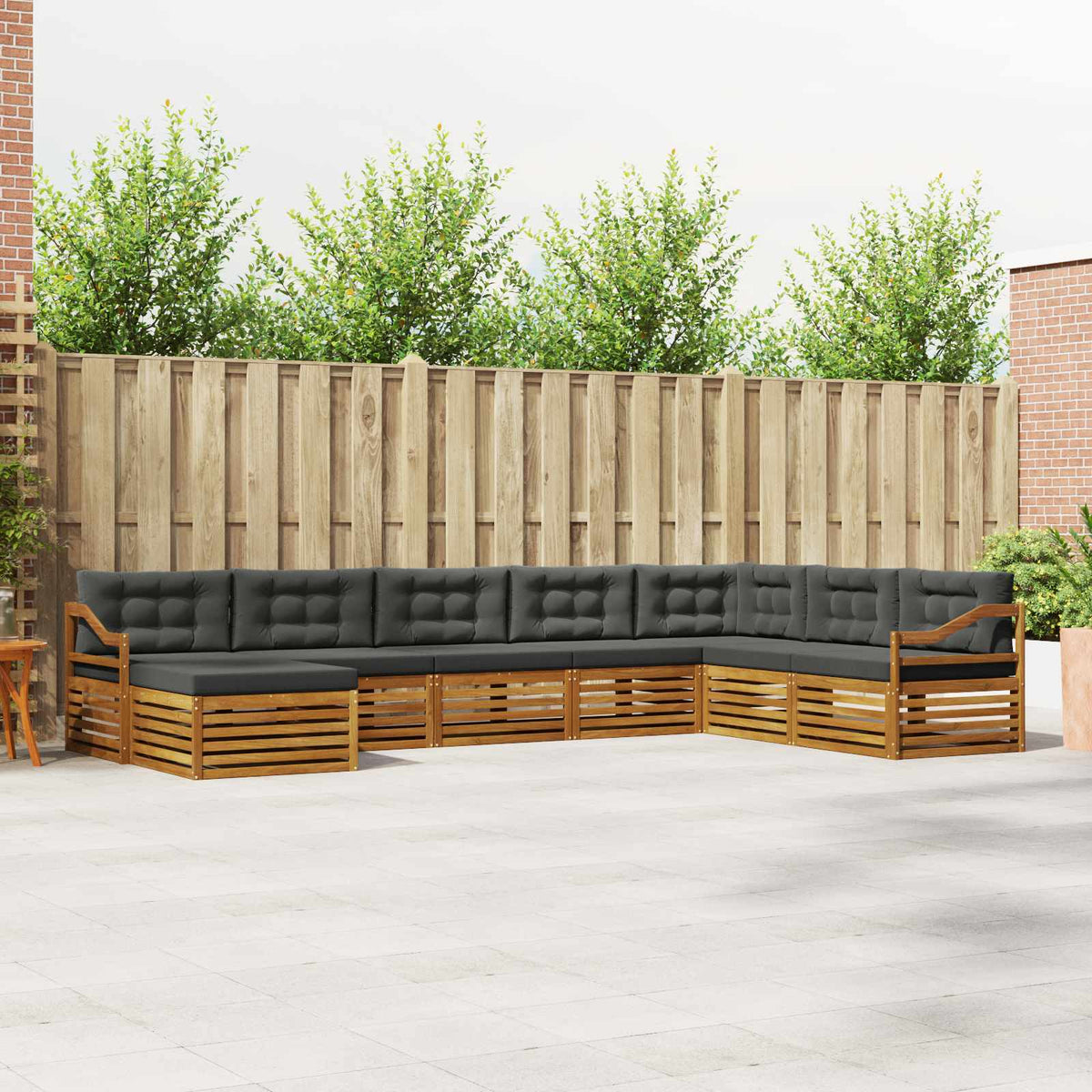 Buiten bankenset met kussen 8 pcs Natuurlijk en Antraciet is nu te koop bij PeponiXL, paradijselijk wonen!