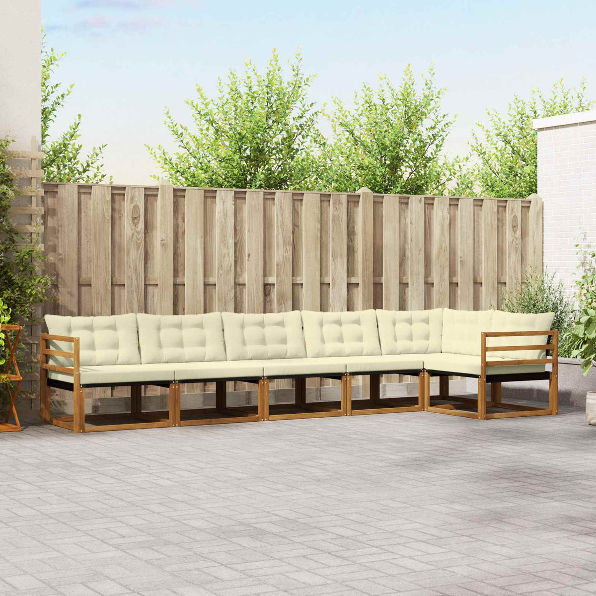 Buiten bankenset met kussen 6 pcs Natuurlijk en Crème is nu te koop bij PeponiXL, paradijselijk wonen!