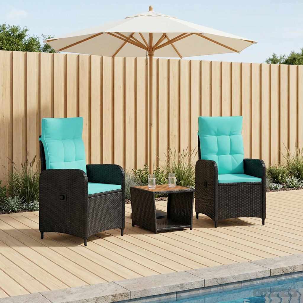 Tuin loungeset 3 st PE Rattan en Poeder-Coated Staal is nu te koop bij PeponiXL, paradijselijk wonen!