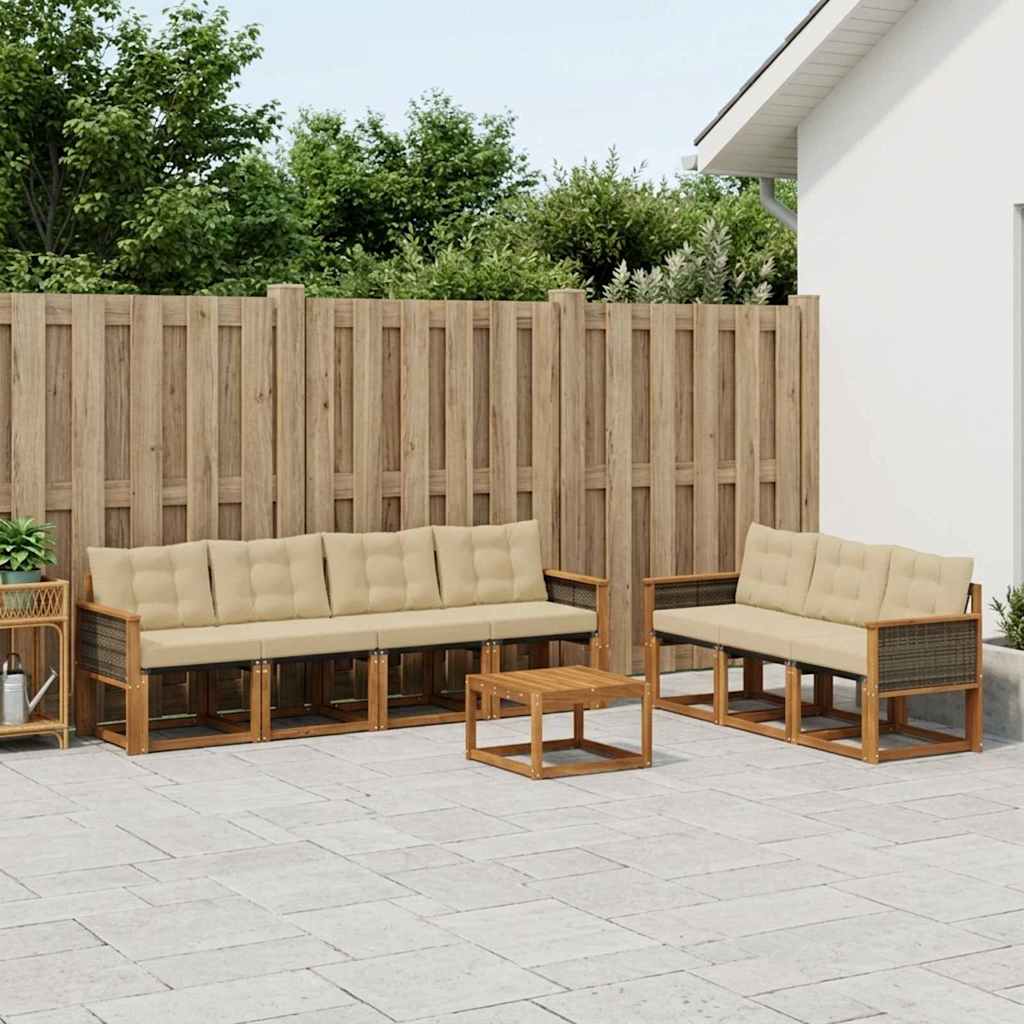 Buiten bankenset met kussen 8 pcs Natuurlijk en Beige is nu te koop bij PeponiXL, paradijselijk wonen!