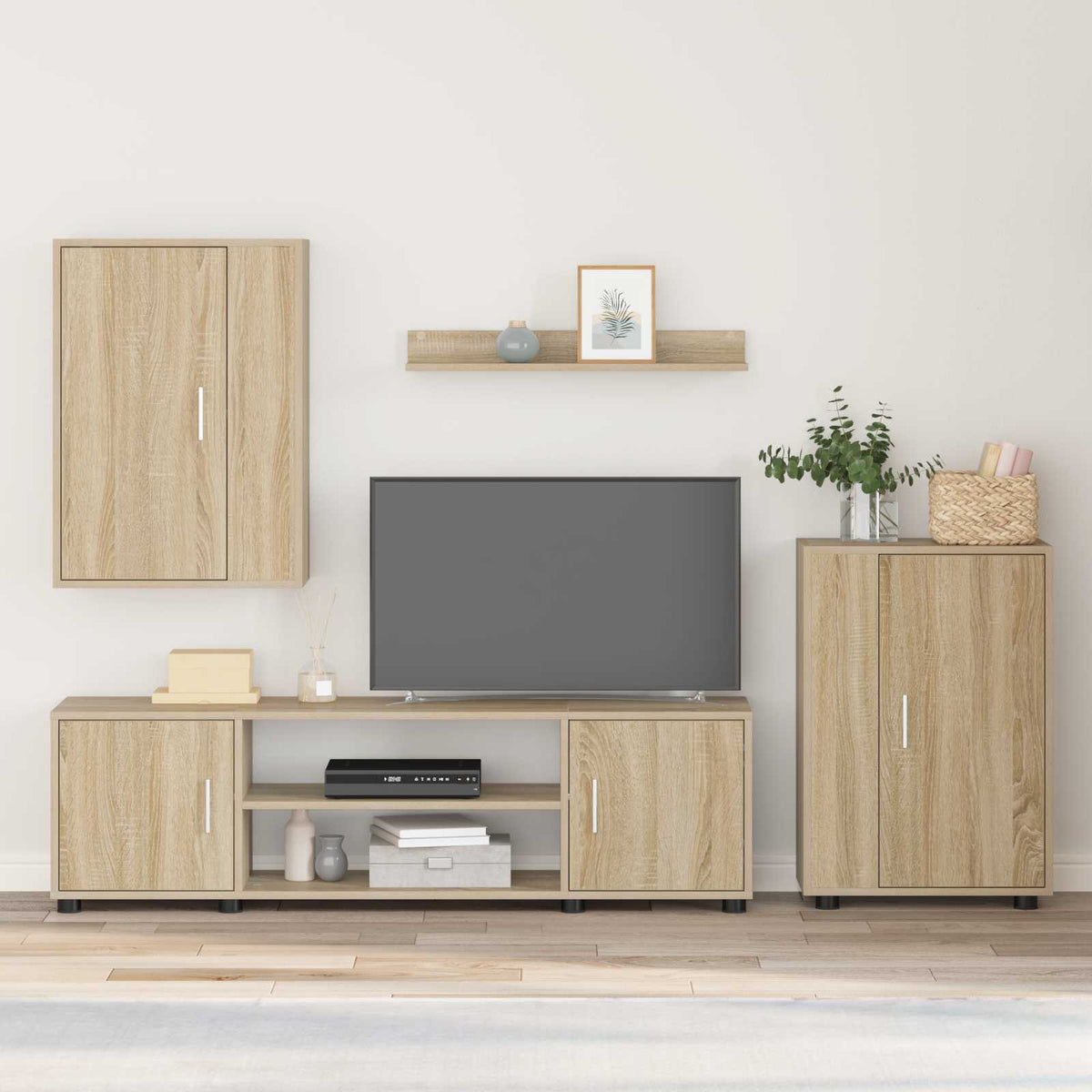 Tv-meubelset Sonoma Eiken Bewerkt hout is nu te koop bij PeponiXL, paradijselijk wonen!