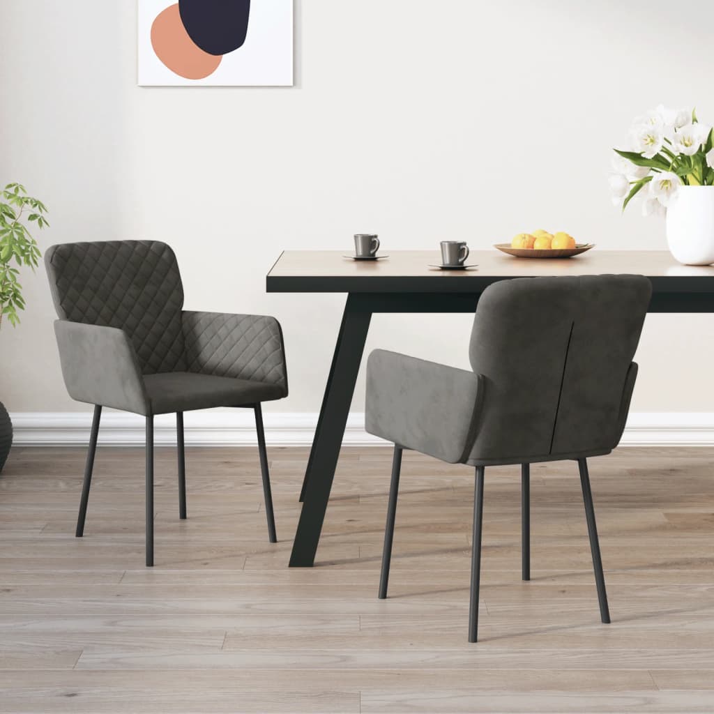 Eetkamerstoelen 2 st fluweel donkergrijs is nu te koop bij PeponiXL, paradijselijk wonen!