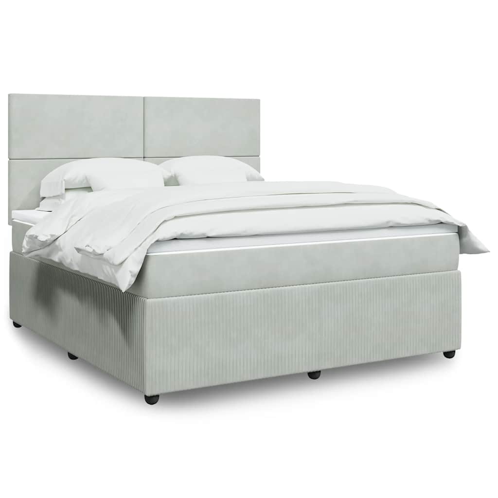 Boxspring met matras fluweel lichtgrijs 180x200 cm is nu te koop bij PeponiXL, paradijselijk wonen!
