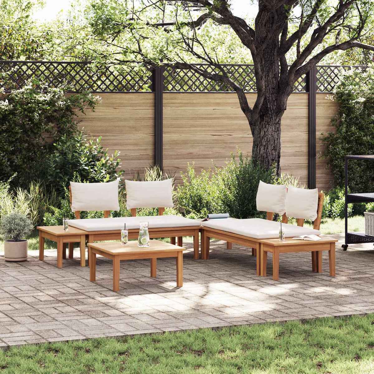 Tuinbankenset 3 pcs Bruin en Crème is nu te koop bij PeponiXL, paradijselijk wonen!
