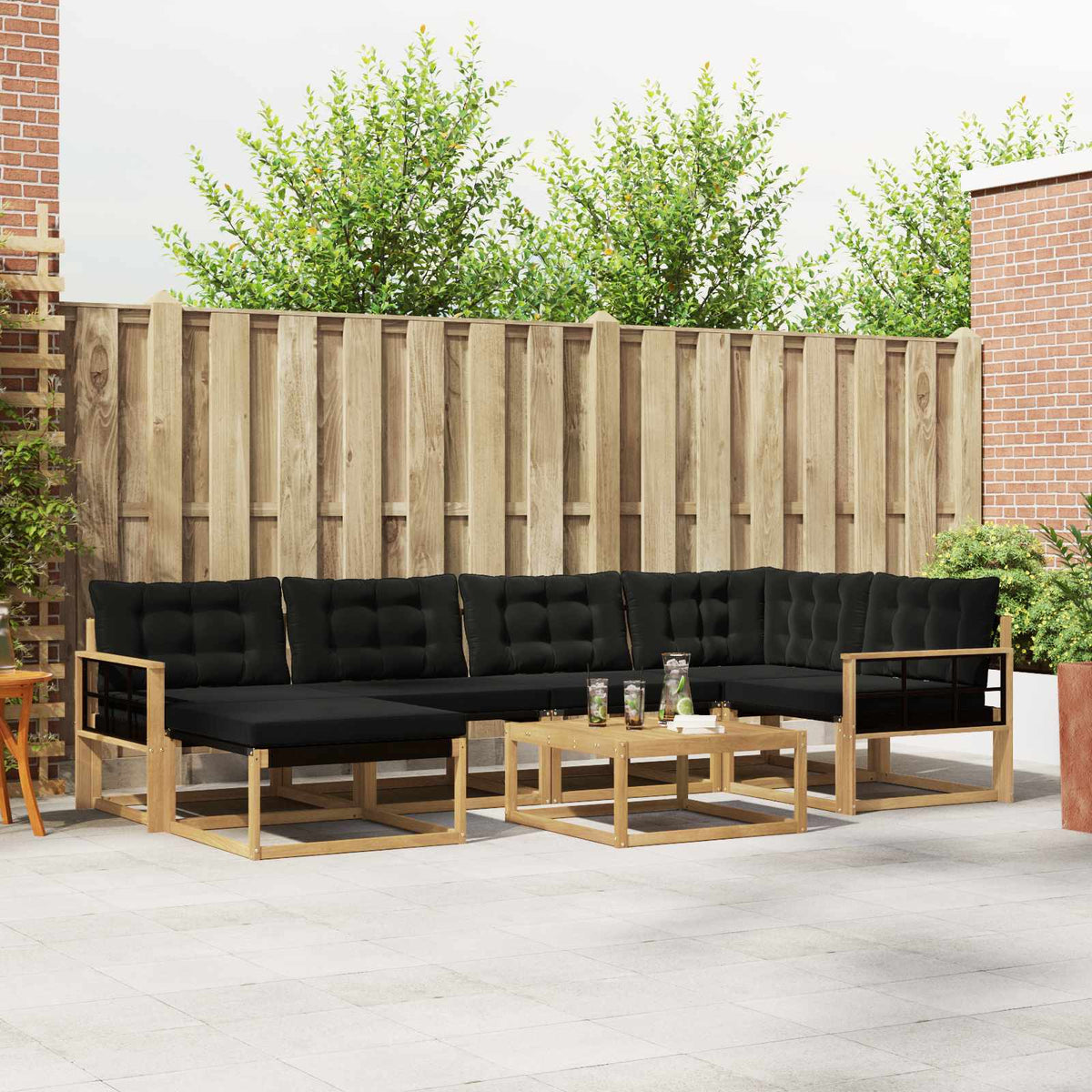 Buiten bankenset 7 pcs Wit en zwart 79 x 79 x 37 cm is nu te koop bij PeponiXL, paradijselijk wonen!