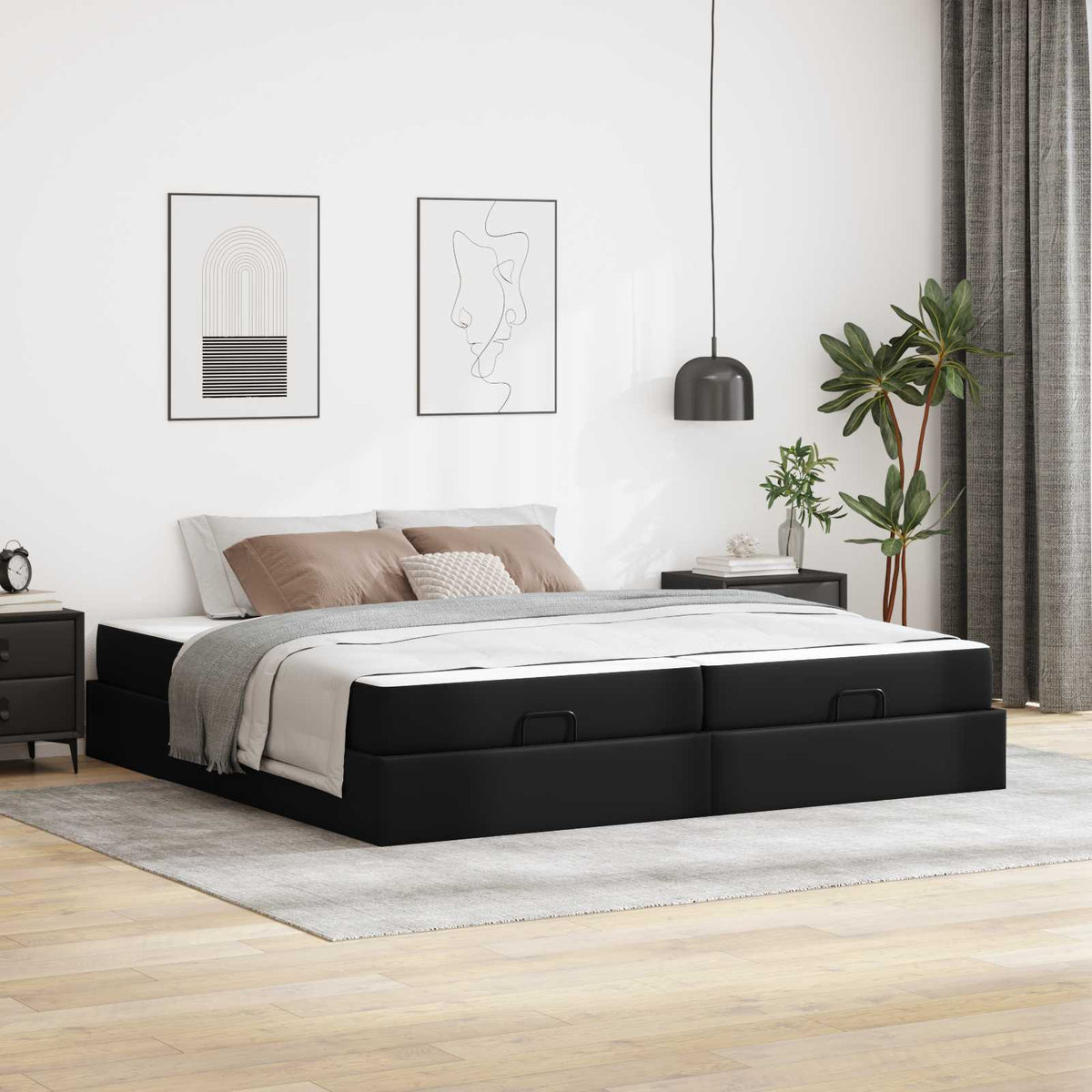 Bedframe met matras met matras 2 pcs Zwart PVC is nu te koop bij PeponiXL, paradijselijk wonen!