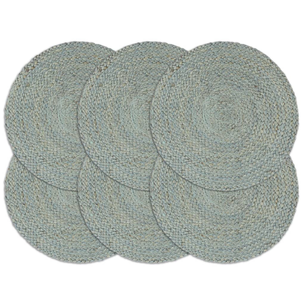 Placemats 6 st rond 38 cm jute olijfgroen is nu te koop bij PeponiXL, paradijselijk wonen!