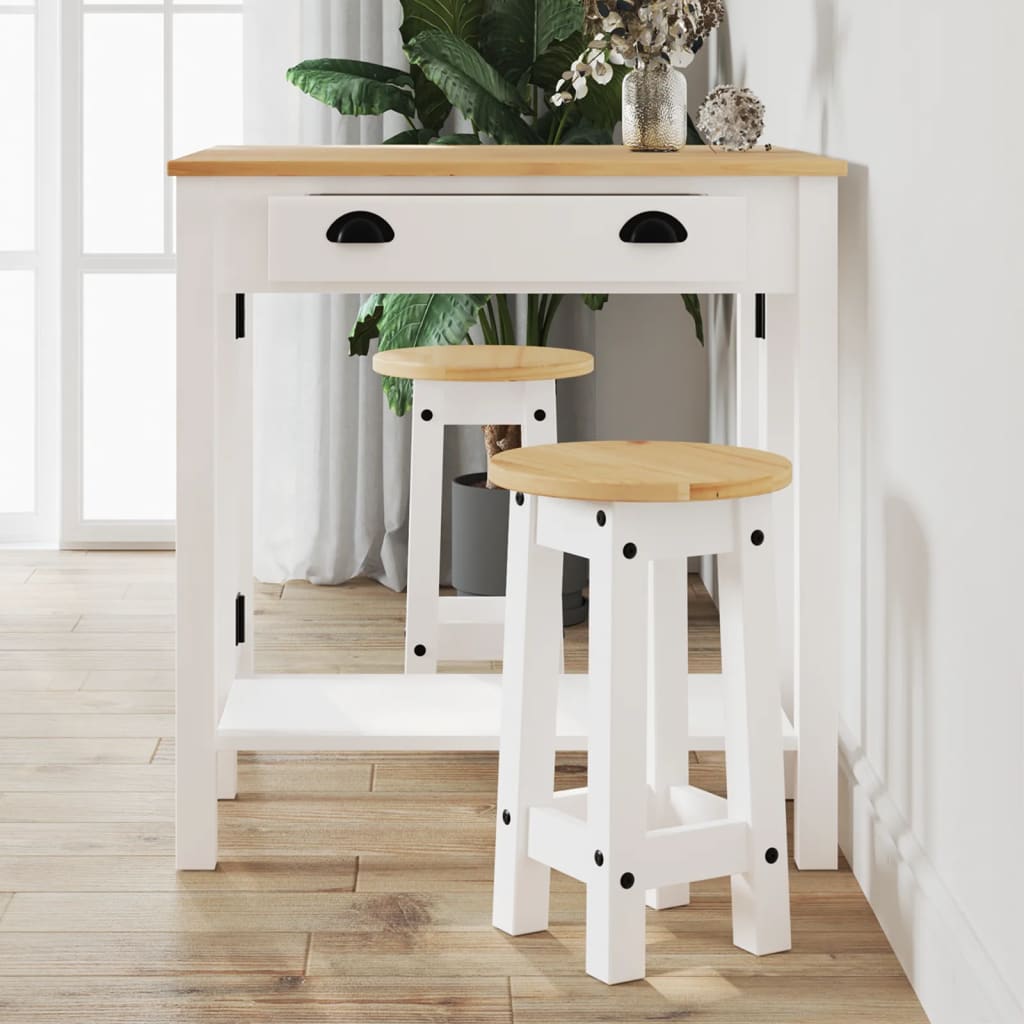 Barkrukken 2 st massief grenenhout wit is nu te koop bij PeponiXL, paradijselijk wonen!