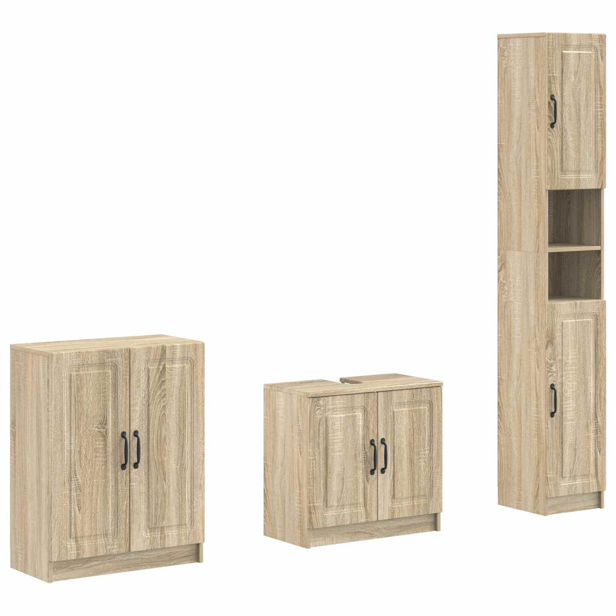 3-delige badkamerkast set UTRECHT Sonoma Eiken Bewerkt hout is nu te koop bij PeponiXL, paradijselijk wonen!