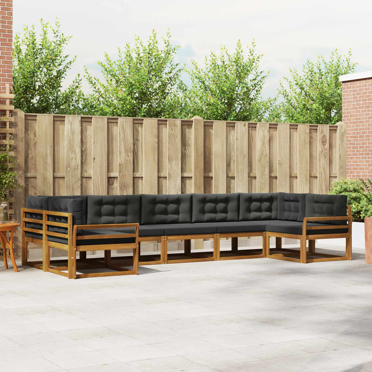 Buiten bankenset met kussen 7 pcs Natuurlijk en Antraciet is nu te koop bij PeponiXL, paradijselijk wonen!