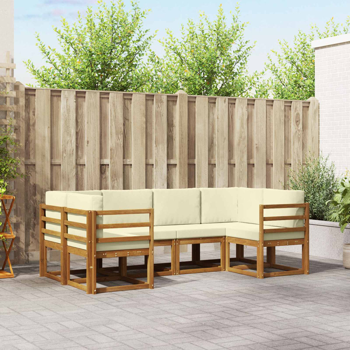 Buiten bankenset met kussen 6 pcs Natuurlijk en Crème is nu te koop bij PeponiXL, paradijselijk wonen!