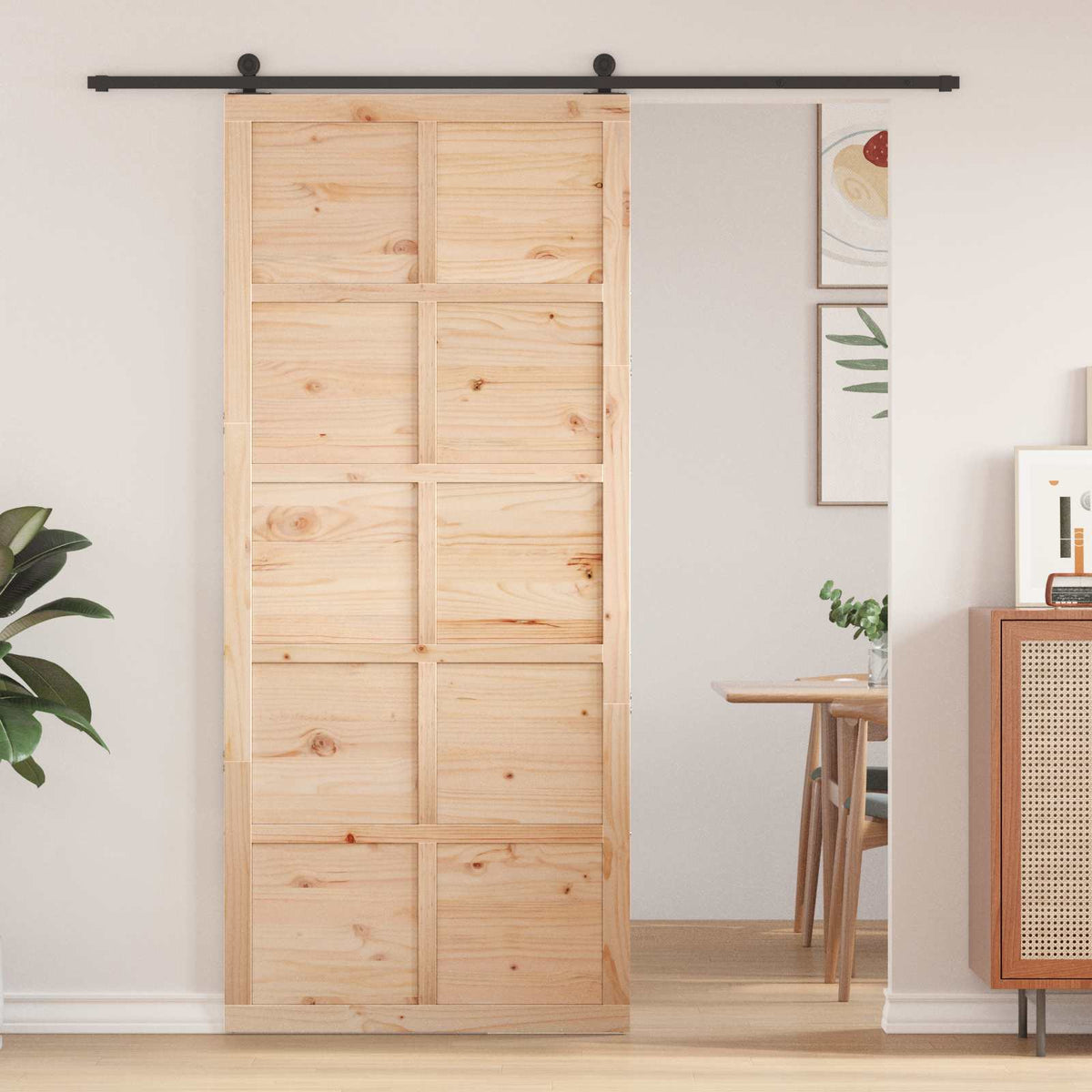 Schuifdeur Naturel 90 x 2,5 x 208 cm Massief grenenhout is nu te koop bij PeponiXL, paradijselijk wonen!