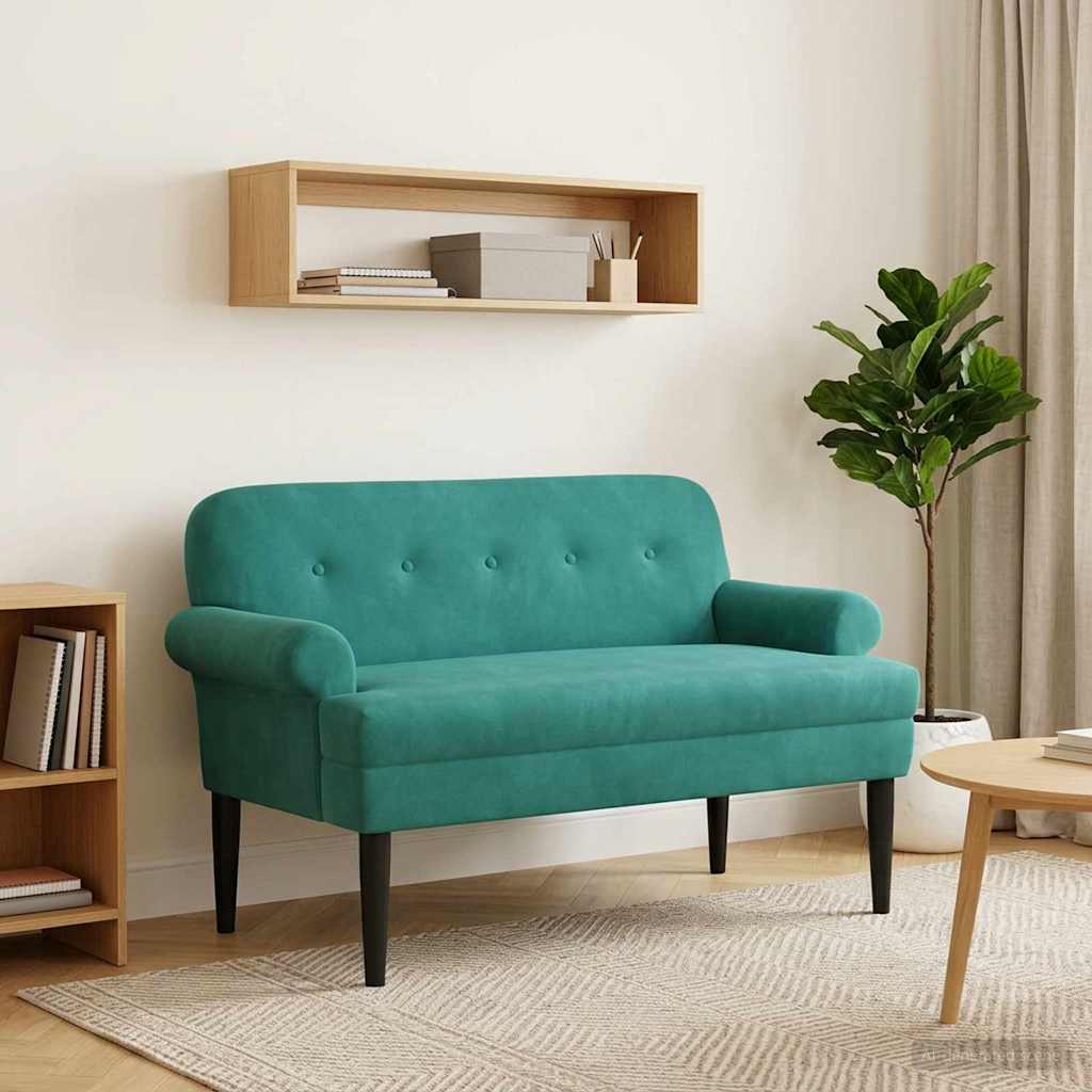 Loungebank met knopencomfort Turquoise 120 x 66 x 78 cm fluweel is nu te koop bij PeponiXL, paradijselijk wonen!