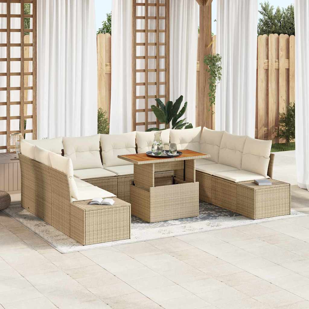 Tuinbankenset 10 st Beige en Crème is nu te koop bij PeponiXL, paradijselijk wonen!