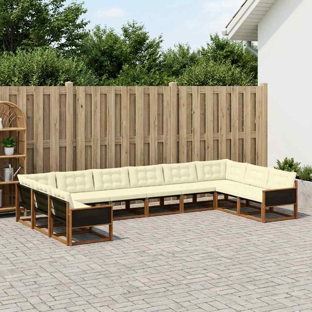 Buiten bankenset met kussen 10 pcs Natuurlijk en Crème is nu te koop bij PeponiXL, paradijselijk wonen!
