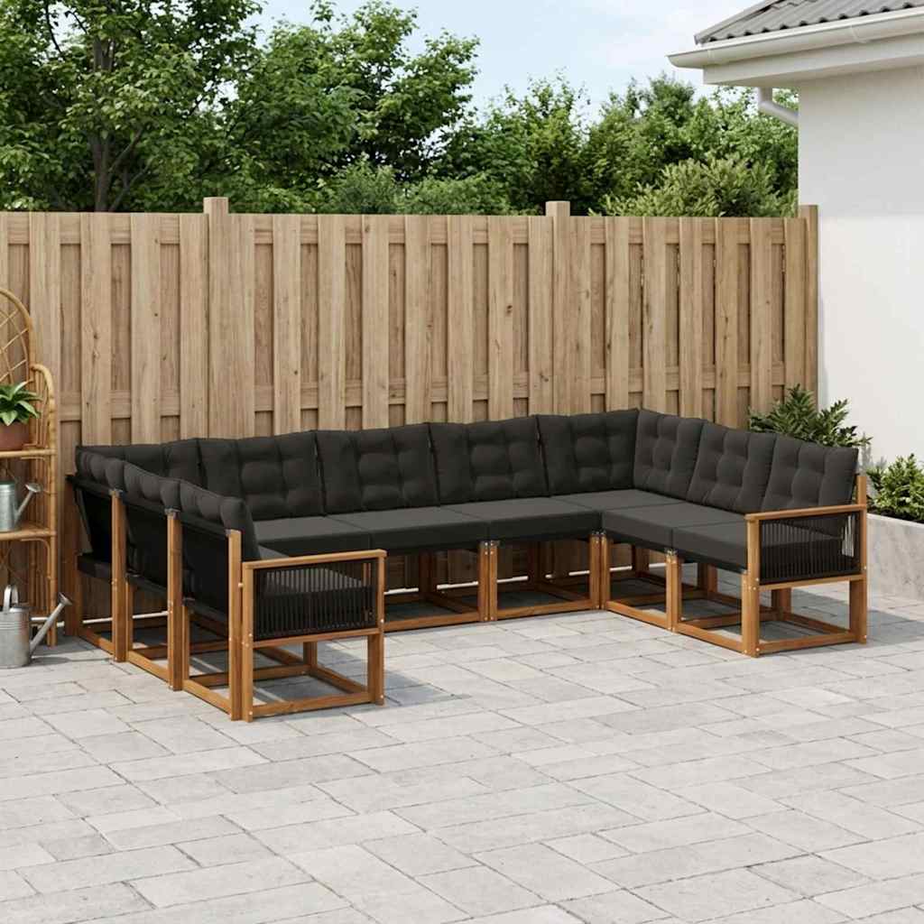 Buiten bankenset met kussen 9 pcs Naturel en Zwart is nu te koop bij PeponiXL, paradijselijk wonen!