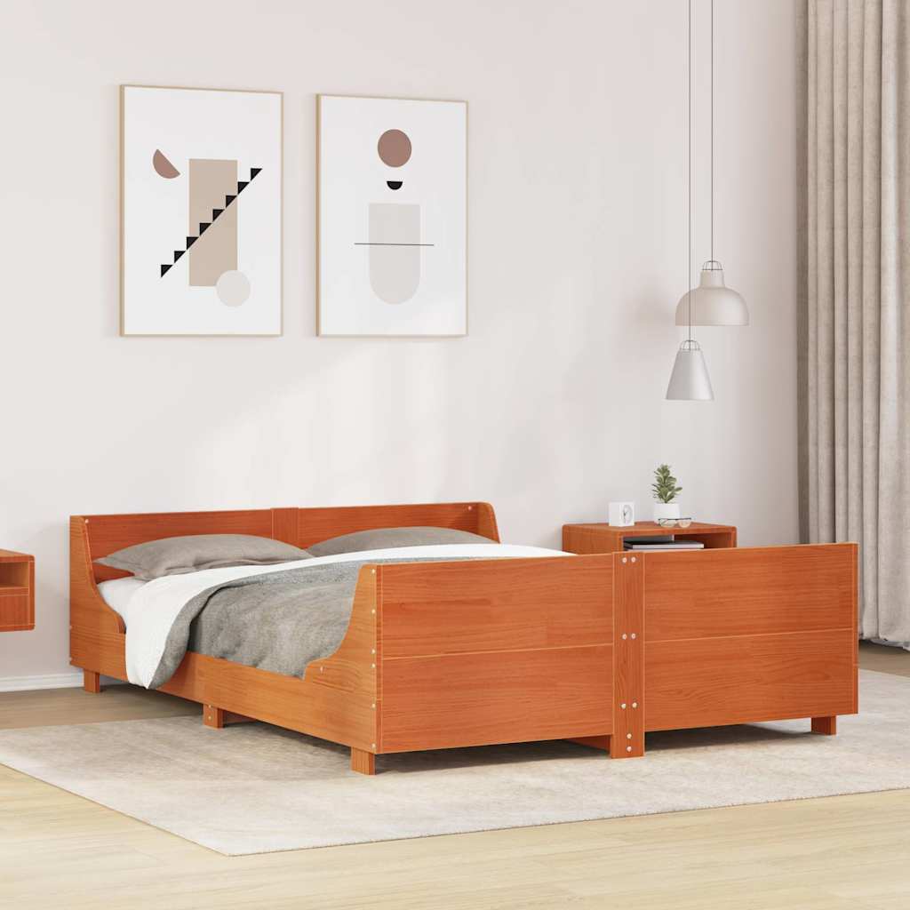 Bedframe zonder matras massief grenenhout wasbruin 120x190 cm is nu te koop bij PeponiXL, paradijselijk wonen!