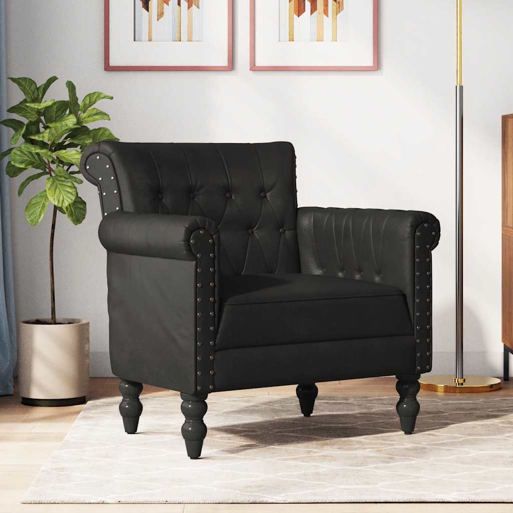 Fauteuil echt geitenleer zwart is nu te koop bij PeponiXL, paradijselijk wonen!