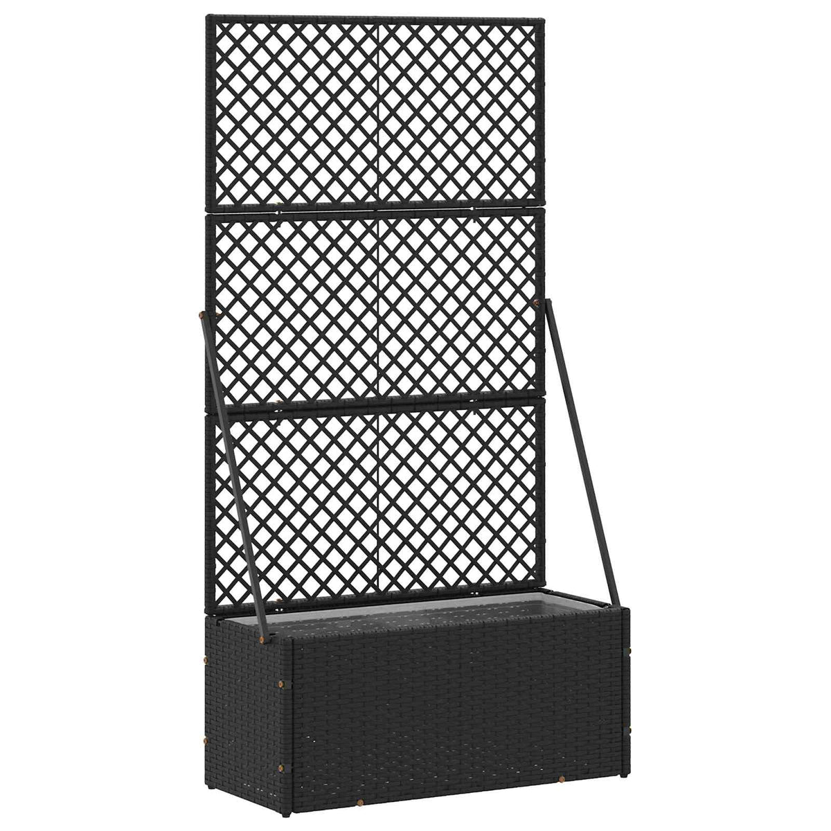 Plantenbak met latwerk Zwart 70 x 30 x 135 cm Metaal is nu te koop bij PeponiXL, paradijselijk wonen!