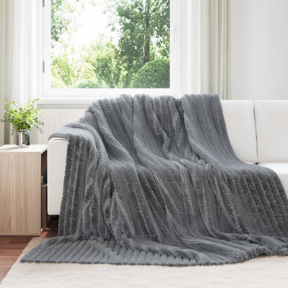 Gooi Deken Donkergrijs 240 x 220 cm Fleece is nu te koop bij PeponiXL, paradijselijk wonen!