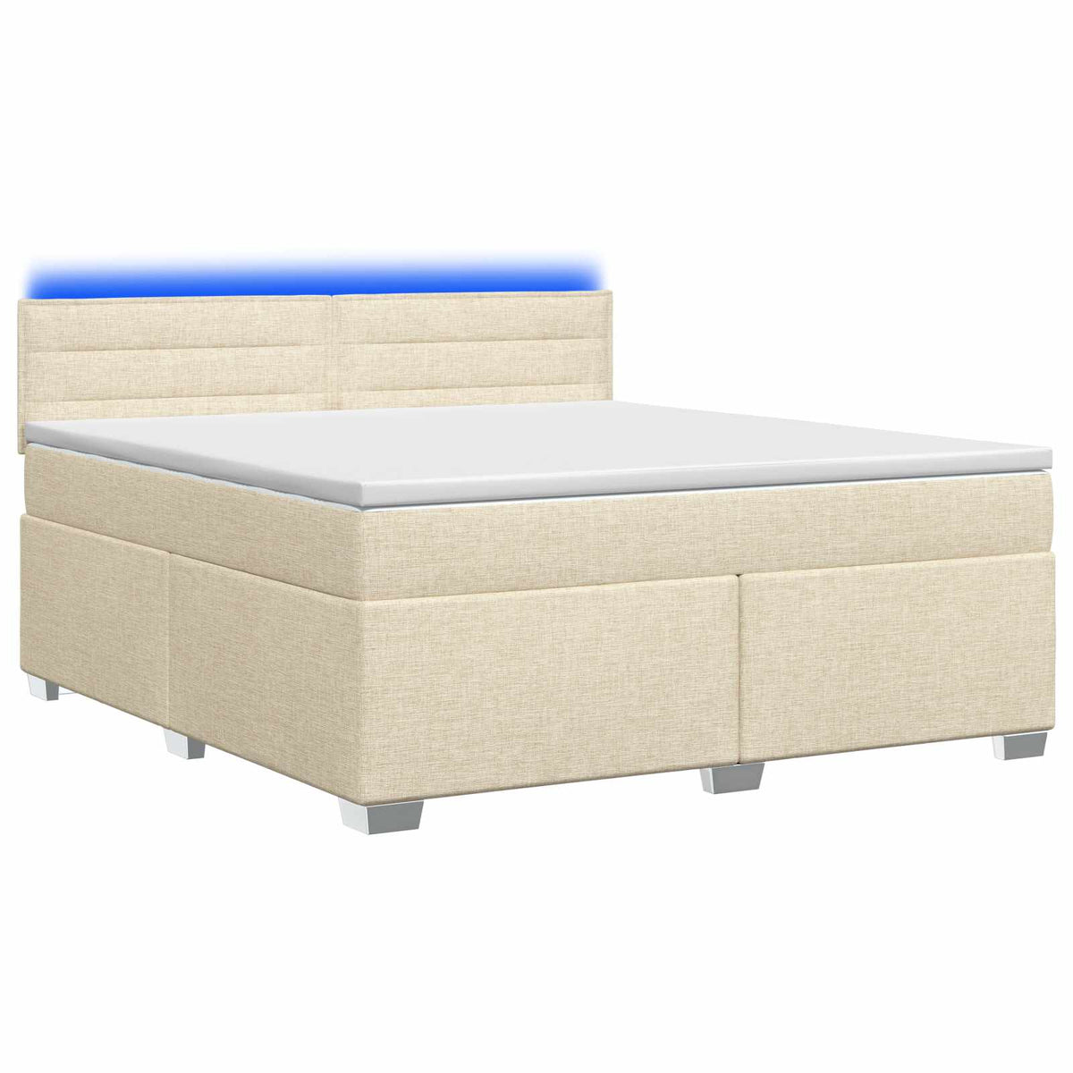 Boxspring Bed met Matras en LED Crèmekleurig 140 x 200 cm Stof is nu te koop bij PeponiXL, paradijselijk wonen!