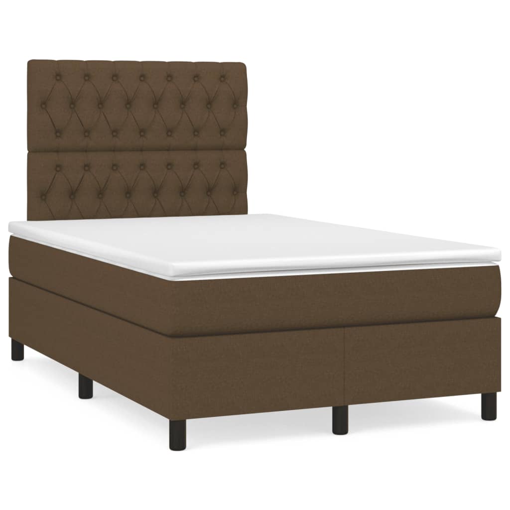 Boxspring met matras stof donkerbruin 120x190 cm is nu te koop bij PeponiXL, paradijselijk wonen!