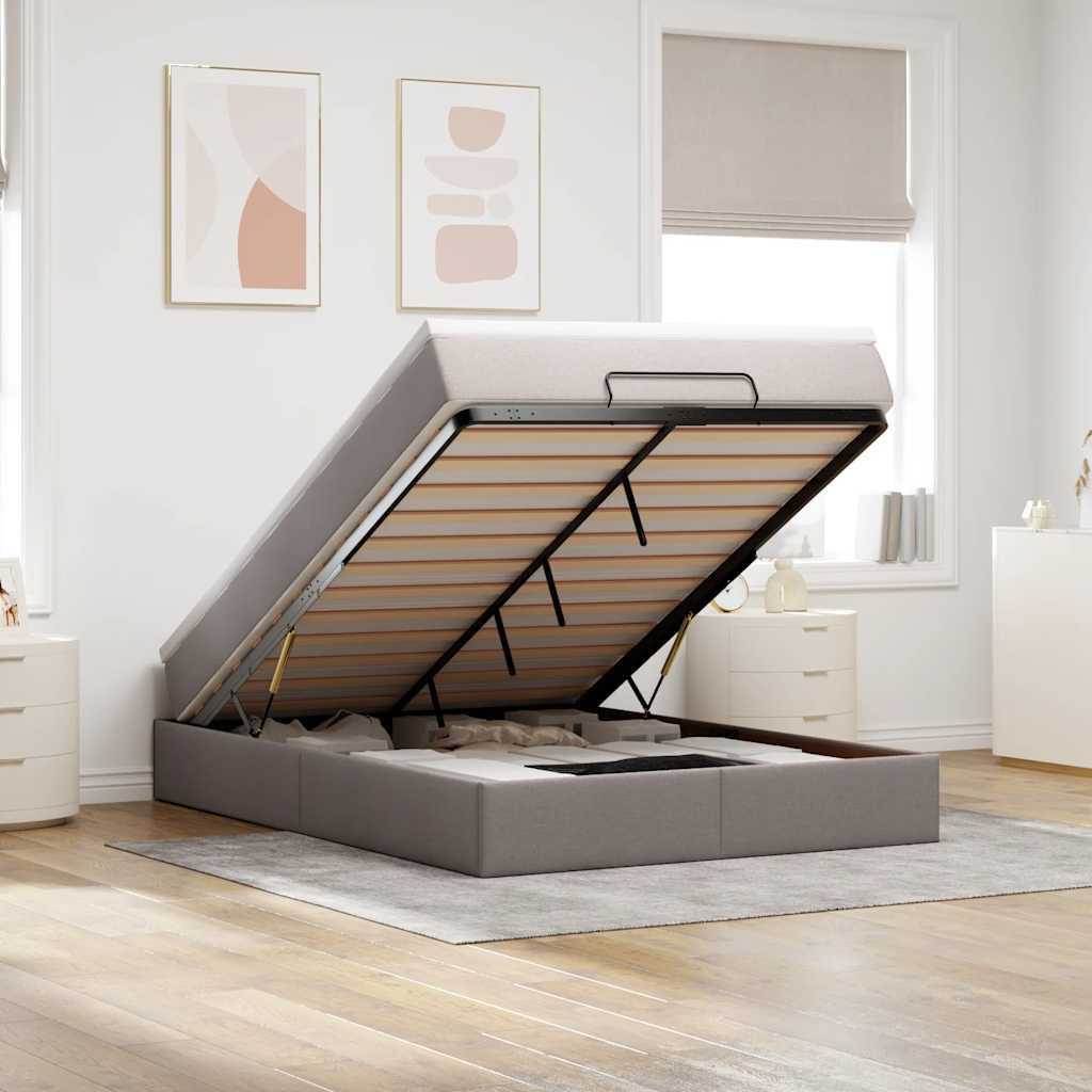 Ottoman bed met matras 140x200cm stof taupe is nu te koop bij PeponiXL, paradijselijk wonen!