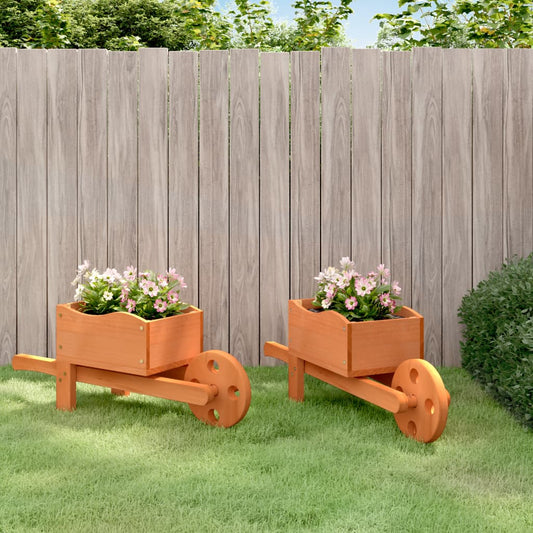 Plantenbakken kruiwagen 2 st 47x15x19 cm massief vurenhout is nu te koop bij PeponiXL, paradijselijk wonen!
