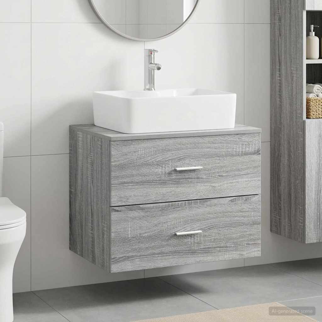 Badkamermeubelset Grijs Sonoma Bewerkt hout is nu te koop bij PeponiXL, paradijselijk wonen!