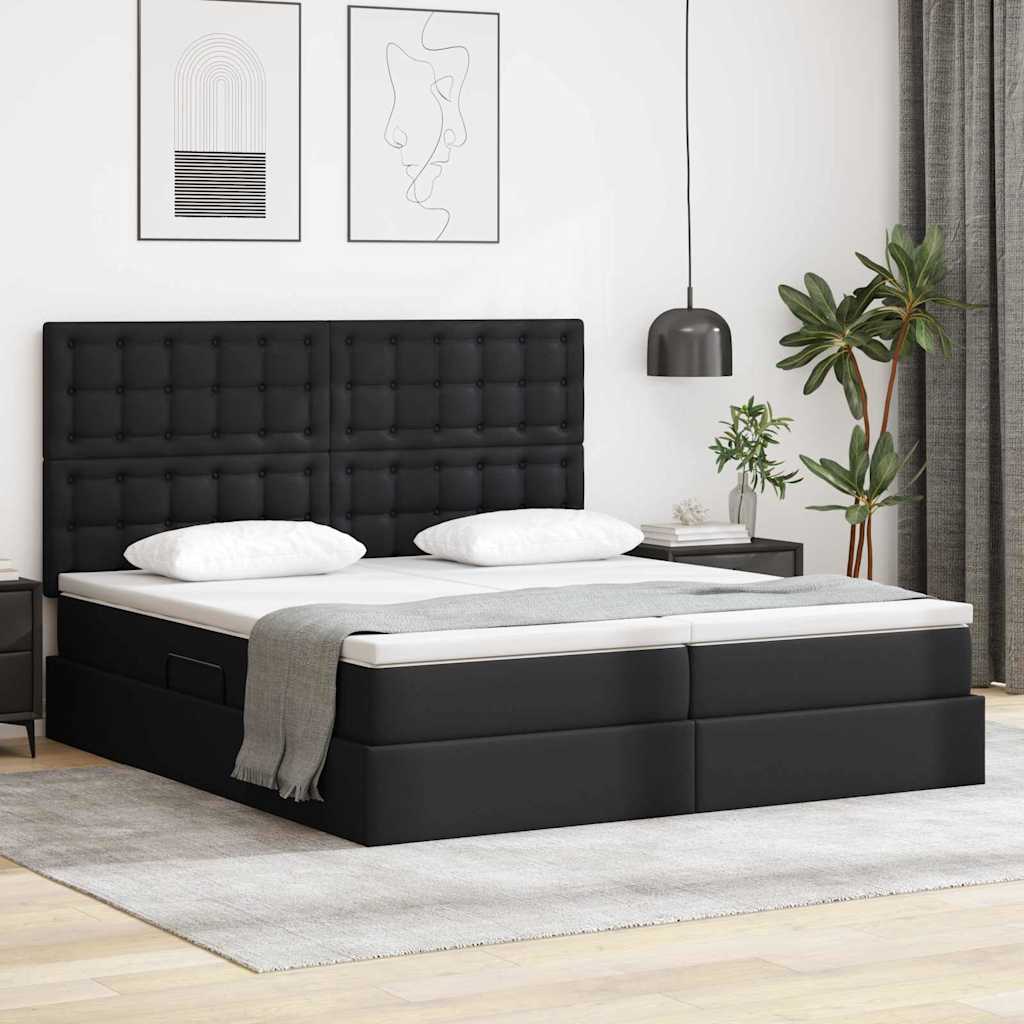 Opbergbed met LED met hoofdeinde Zwart 180 x 200 cm Kunstleer is nu te koop bij PeponiXL, paradijselijk wonen!