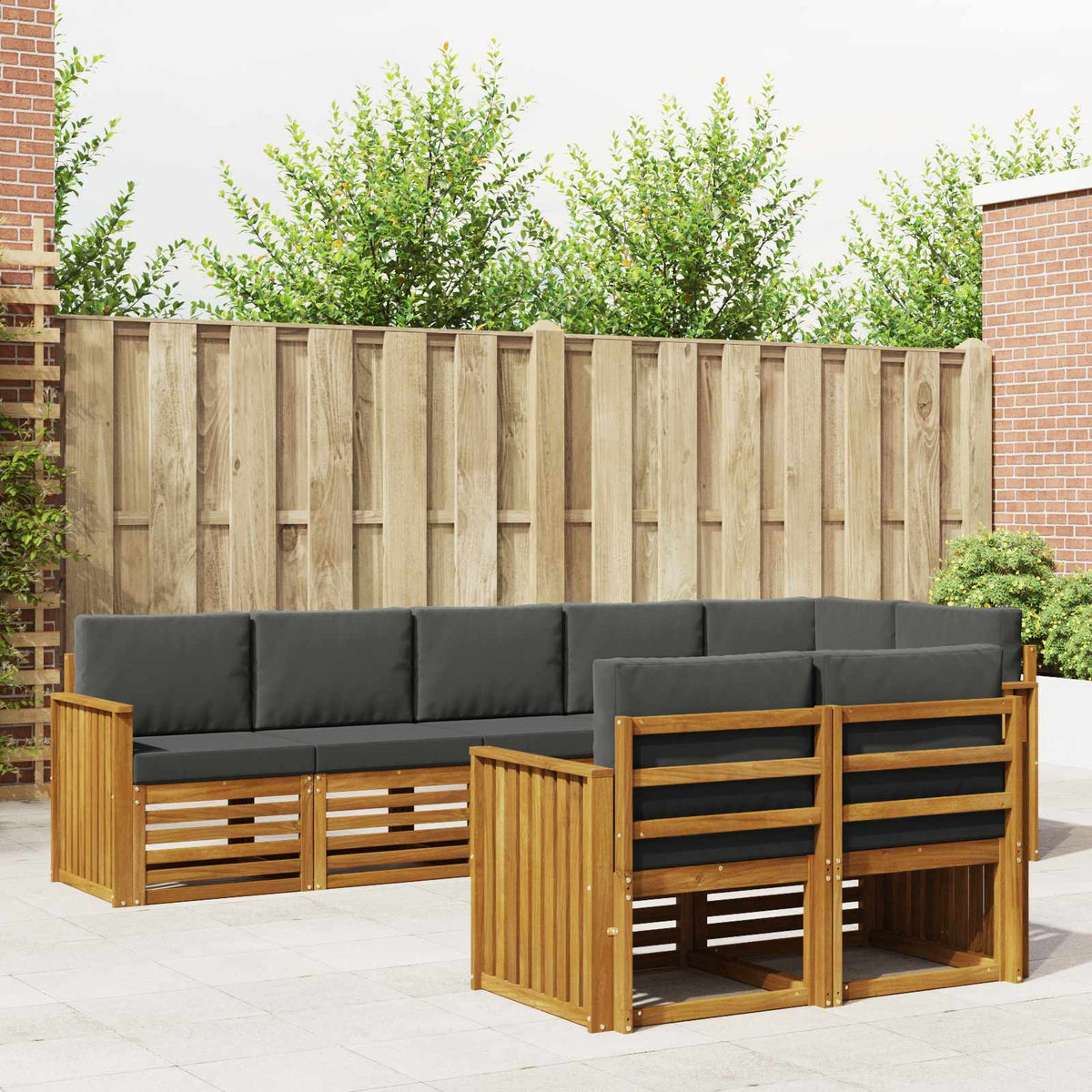 Sofa-Sets 8 pcs Natuurlijk en Antraciet Massief Acaciahout is nu te koop bij PeponiXL, paradijselijk wonen!