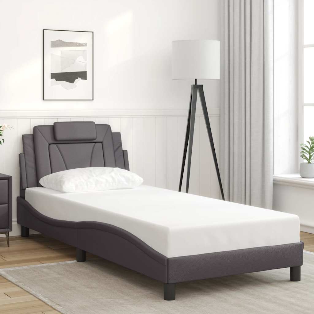 Bedframe "Viana" zonder matras kunstleer grijs 90x200 cm is nu te koop bij PeponiXL, paradijselijk wonen!