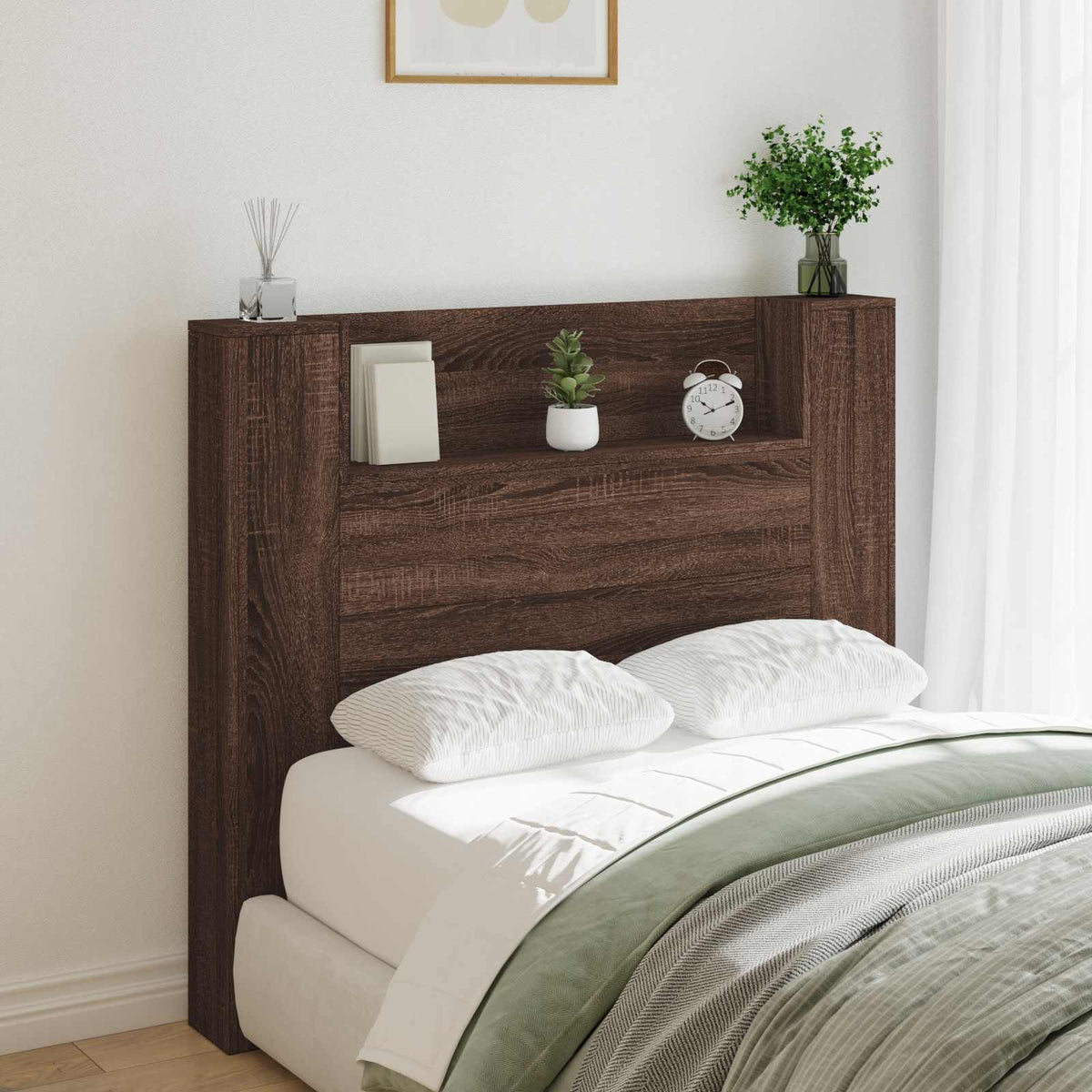 Hoofdbord Bruin Eiken 120 x 16,5 x 103,5 cm Bewerkt hout is nu te koop bij PeponiXL, paradijselijk wonen!