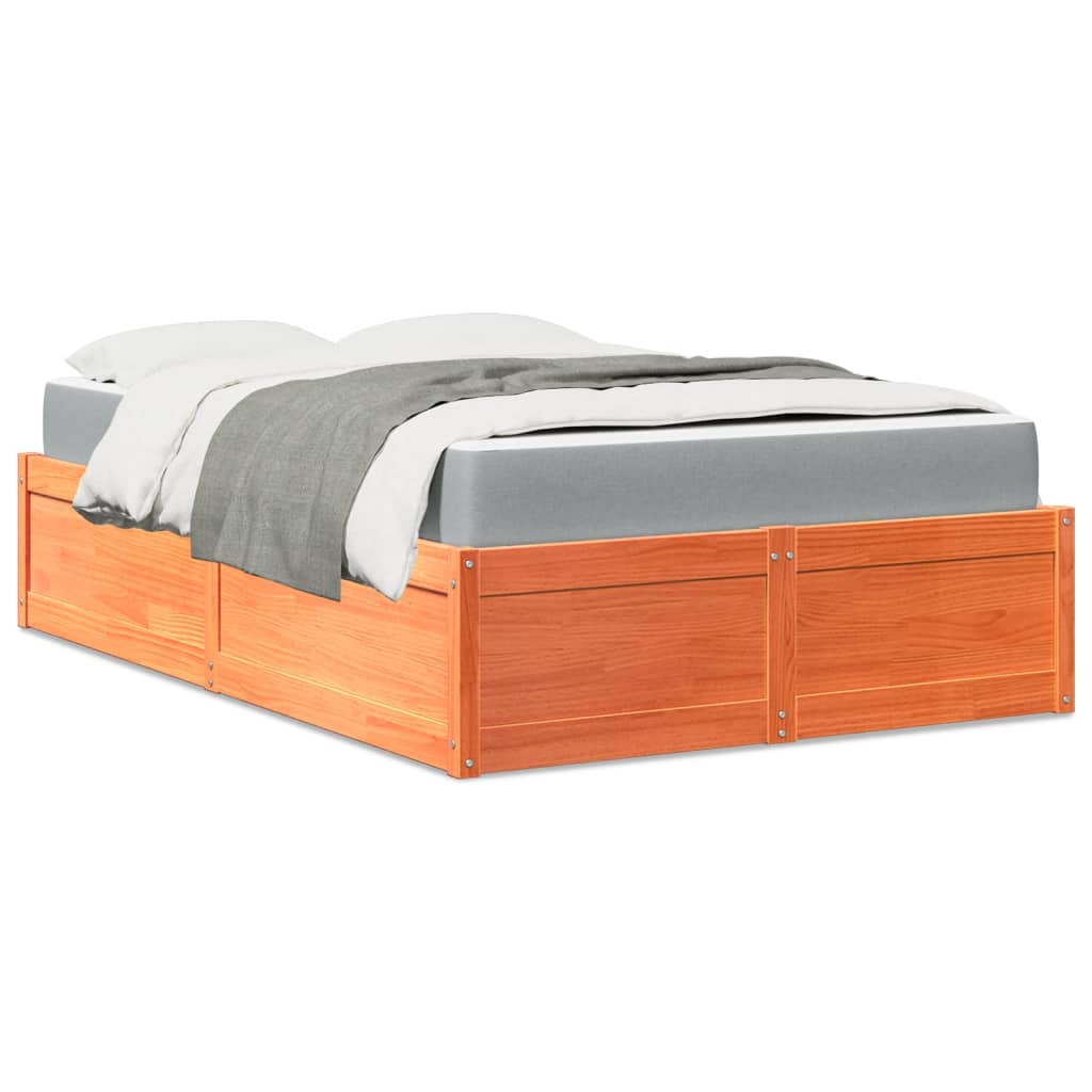 Bed met matras massief grenenhout wasbruin 120x190 cm is nu te koop bij PeponiXL, paradijselijk wonen!