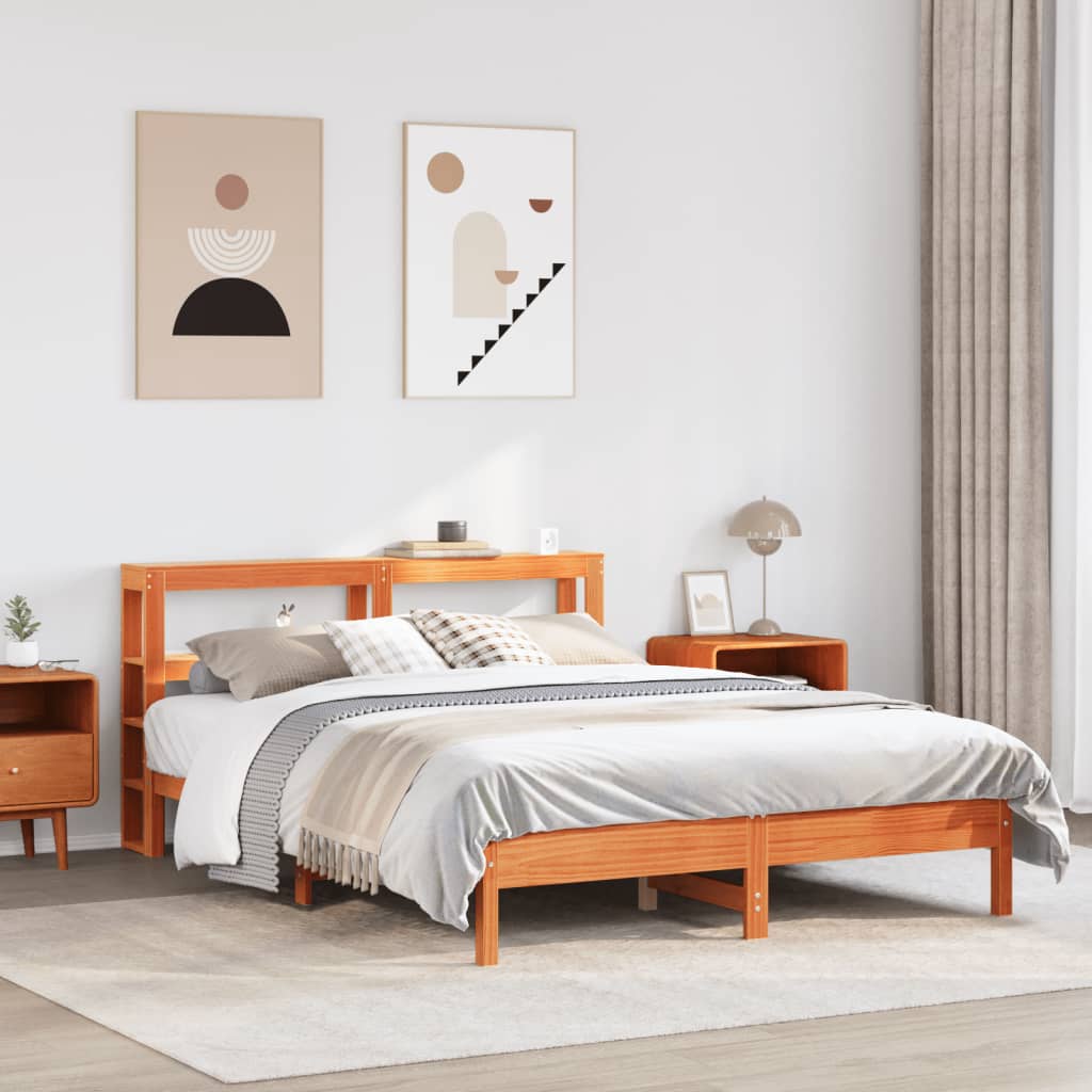 Bedframe zonder matras massief grenenhout wasbruin 140x200 cm is nu te koop bij PeponiXL, paradijselijk wonen!