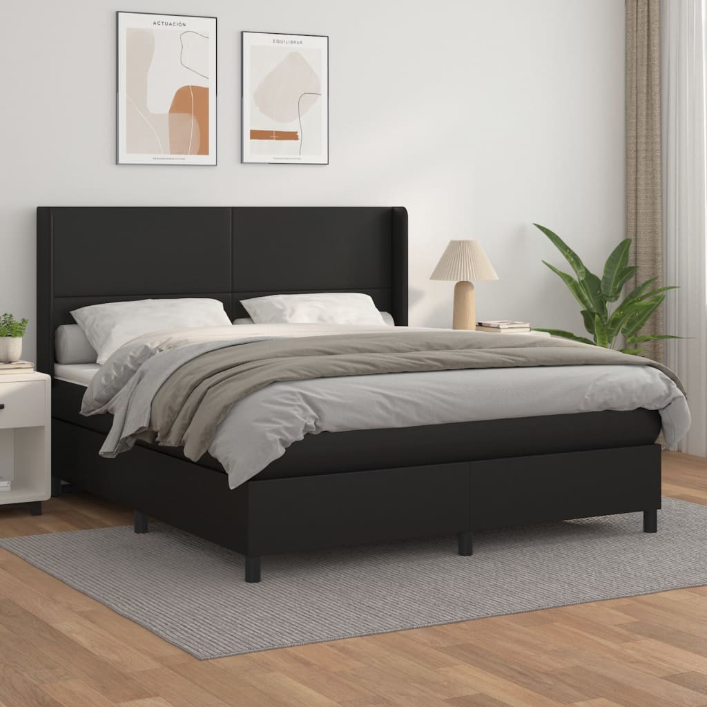 Boxspring met matras kunstleer zwart 160x200 cm is nu te koop bij PeponiXL, paradijselijk wonen!