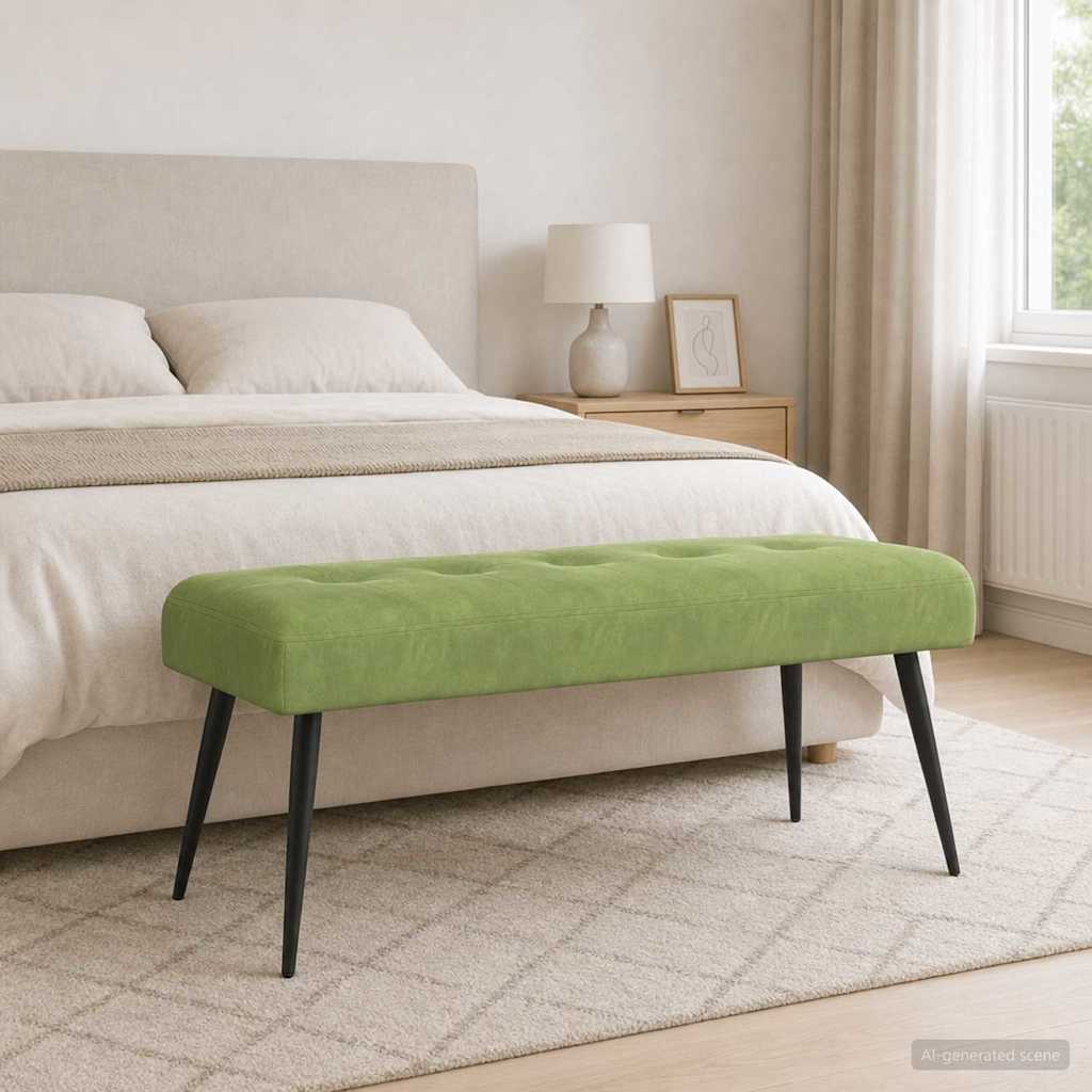 Bank met knoopverstelling Lichtgroen 110 x 40 x 46 cm fluweel is nu te koop bij PeponiXL, paradijselijk wonen!